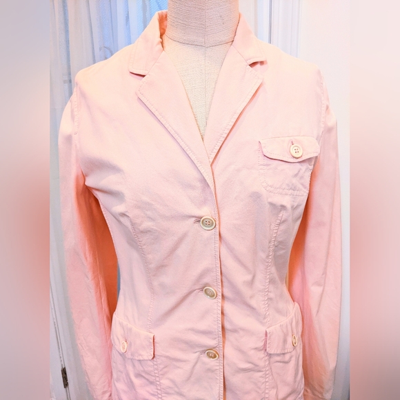 Piazza Sempione M Jacket ice pink stretch cotton blazer pockets unlined light wt - Picture 4 of 8